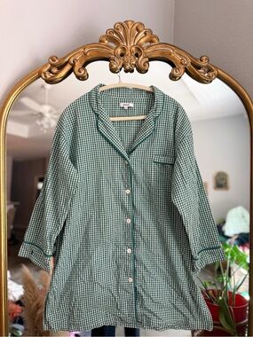 Marigot green gingham Clifton nightshirt medium